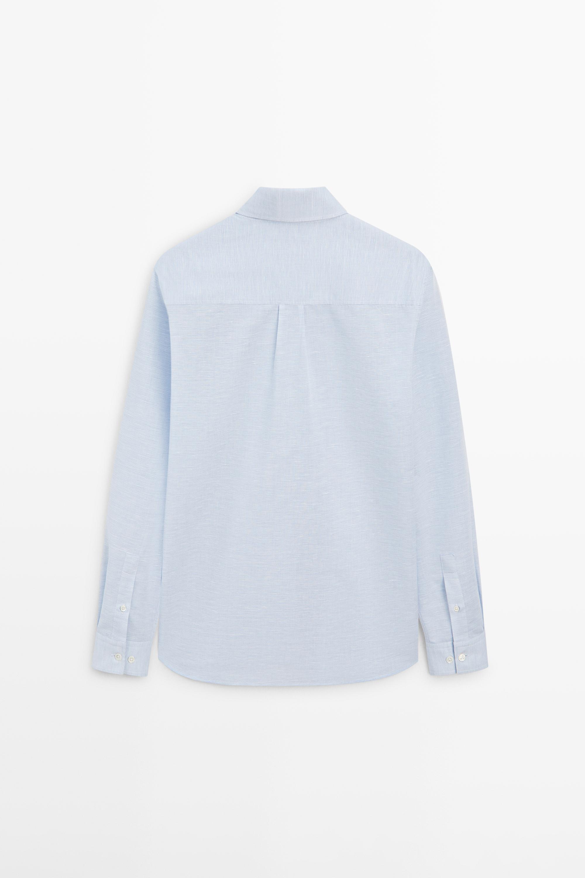 Regular fit linen blend shirt